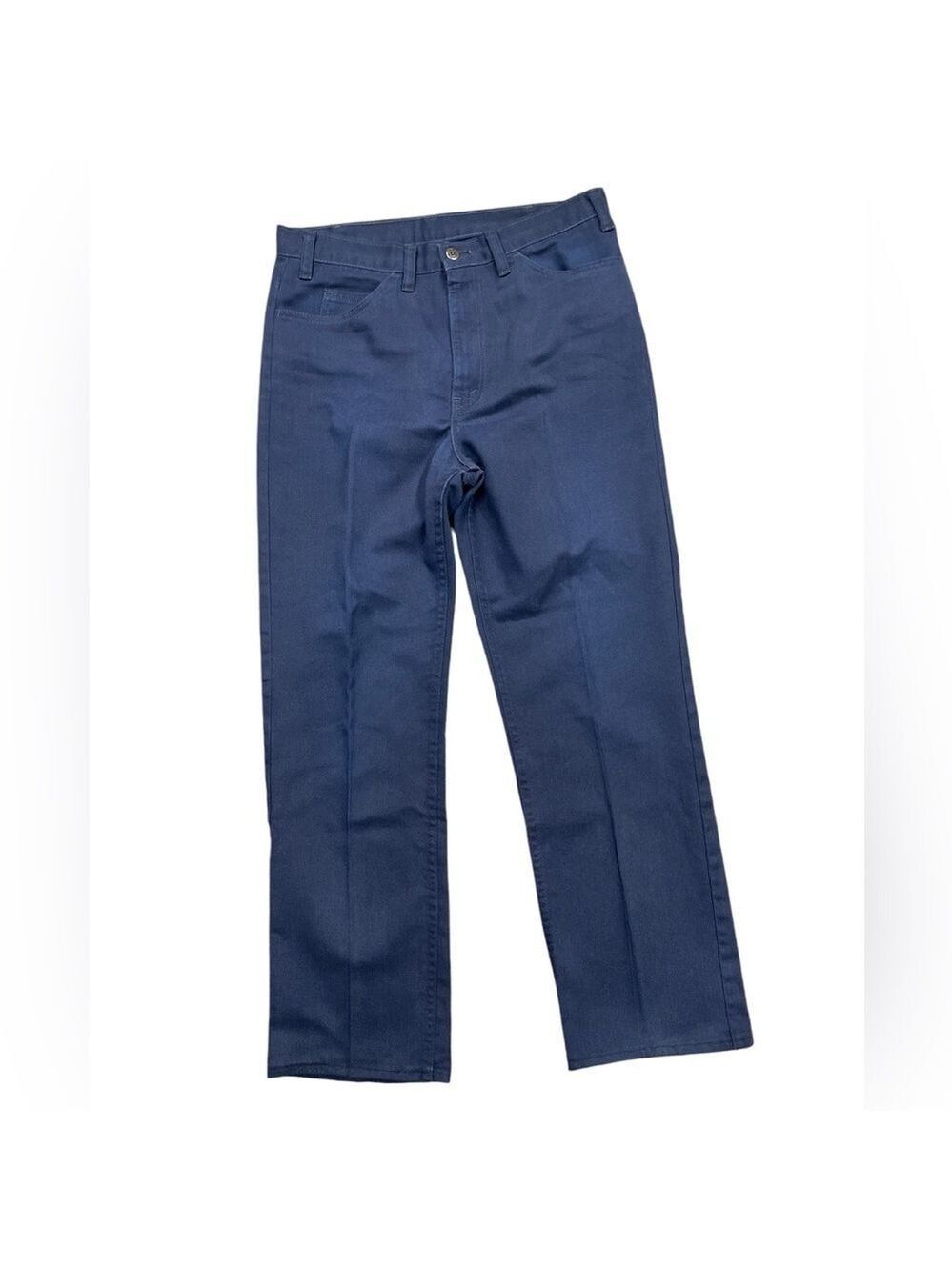 GWG W32 (14) navy blue never press cotton/poly blend pants vintage union made